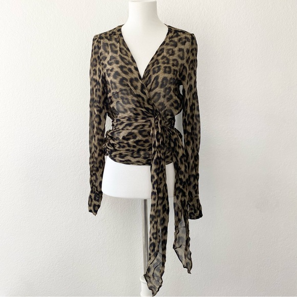 BA&SH Leopard Wrap Top - Picture 2 of 4